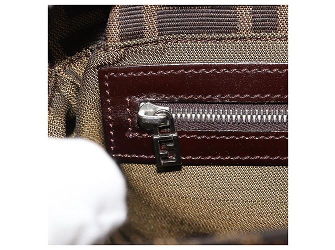 FENDI Zucca Canvas Mamma Baguette Shoulder Bag Black Brown Auth 184908SAM Marrone Nero - vista 24