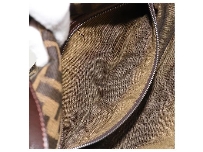 FENDI Zucca Canvas Mamma Baguette Shoulder Bag Black Brown Auth 184908SAM Marrone Nero - vista 25
