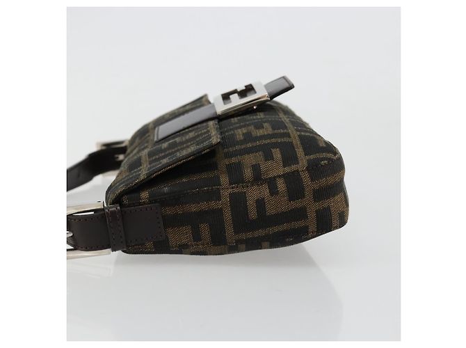 FENDI Zucca Canvas Mamma Baguette Shoulder Bag Black Brown Auth 184908SAM Marrone Nero - vista 4