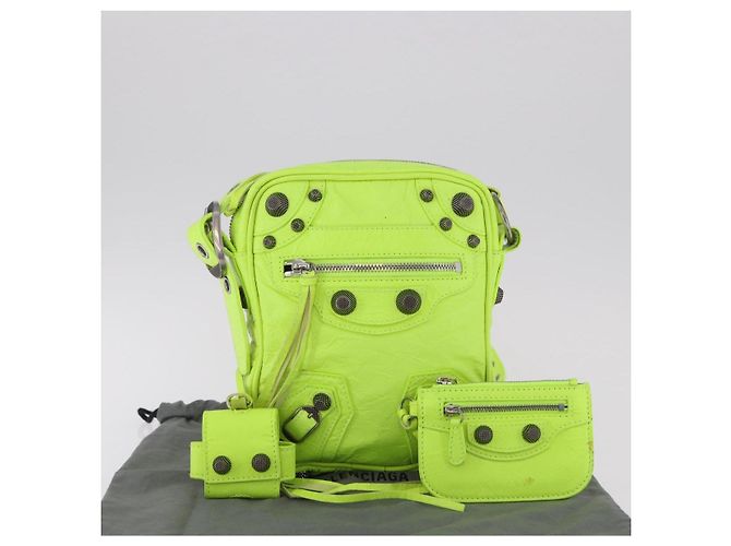 BALENCIAGA Le Cagole Shoulder Bag Leather Green 719065 Auth 185357SAM Verde - vista 12