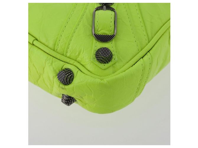BALENCIAGA Le Cagole Shoulder Bag Leather Green 719065 Auth 185357SAM Verde - vista 16