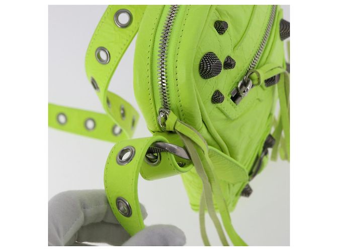 BALENCIAGA Le Cagole Shoulder Bag Leather Green 719065 Auth 185357SAM Verde - vista 8