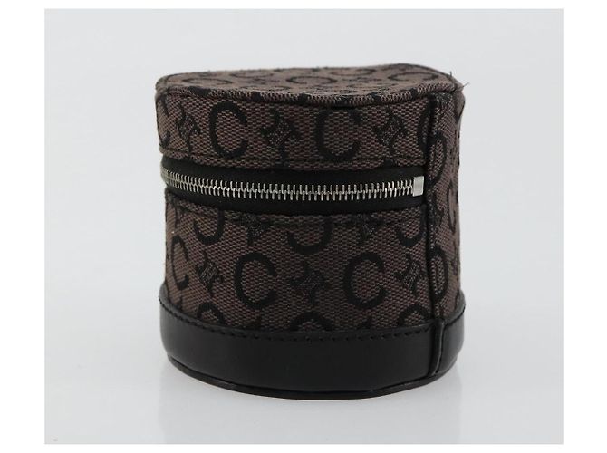 Céline Pochette CELINE C Macadam Canvas PVC Pelle Marrone Oro Auth 184972A D'oro - vista 3