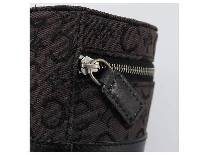 Céline Pochette CELINE C Macadam Canvas PVC Pelle Marrone Oro Auth 184972A D'oro - vista 8