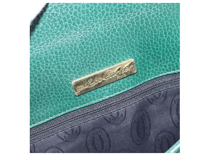 Borsa a tracolla CARTIER Must Line in pelle verde e oro Auth bs35522 D'oro - vista 18