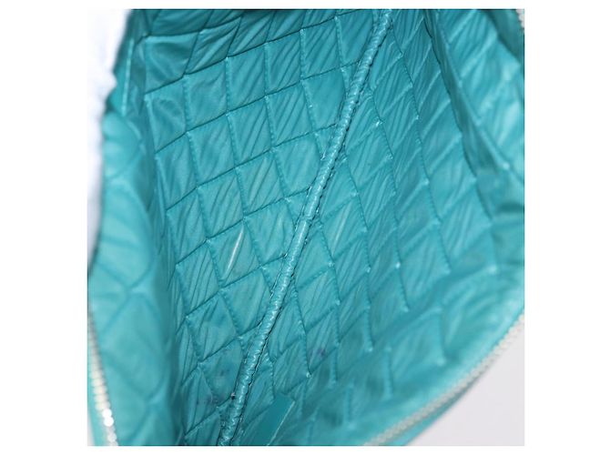 Clutch CHANEL Coco Havana in pelle di agnello blu turchese argento 185438V - vista 10