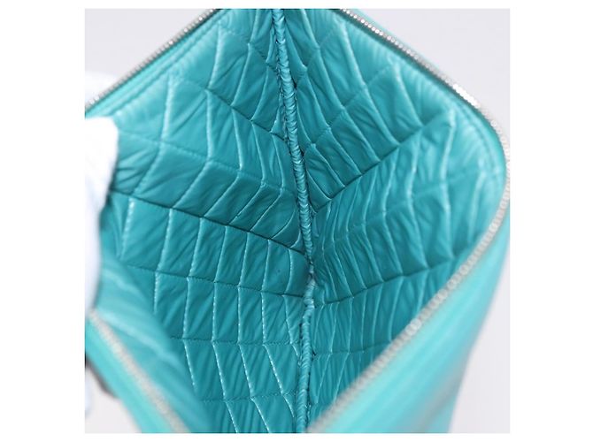 Clutch CHANEL Coco Havana in pelle di agnello blu turchese argento 185438V - vista 17