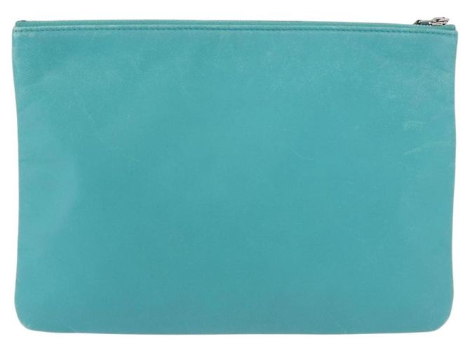 Clutch CHANEL Coco Havana in pelle di agnello blu turchese argento 185438V - vista 2