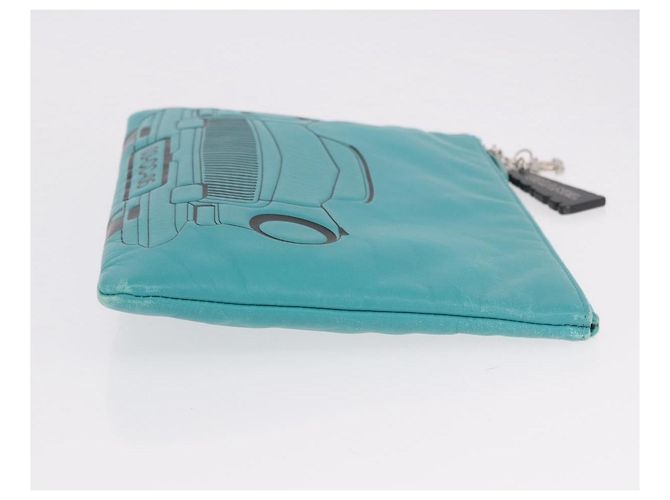 Clutch CHANEL Coco Havana in pelle di agnello blu turchese argento 185438V - vista 3