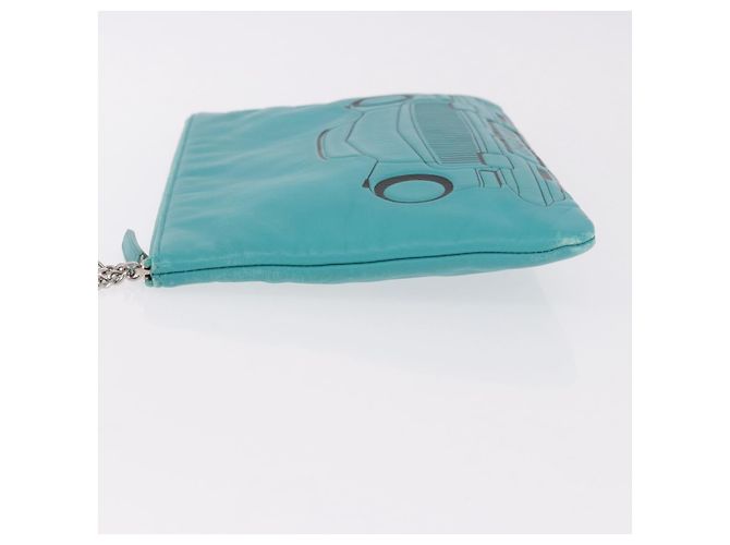 Clutch CHANEL Coco Havana in pelle di agnello blu turchese argento 185438V - vista 4