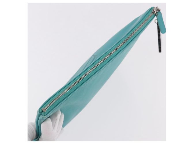 Clutch CHANEL Coco Havana in pelle di agnello blu turchese argento 185438V - vista 5