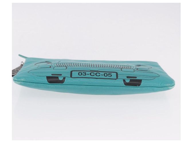 Clutch CHANEL Coco Havana in pelle di agnello blu turchese argento 185438V - vista 6