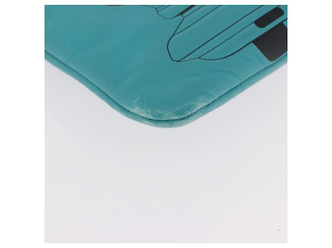 Clutch CHANEL Coco Havana in pelle di agnello blu turchese argento 185438V - vista 7