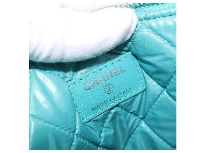 Clutch CHANEL Coco Havana in pelle di agnello blu turchese argento 185438V - vista 9