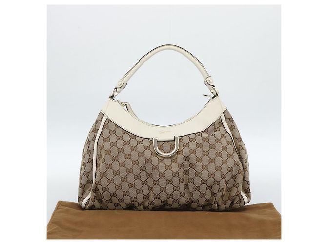 Borsa a tracolla GUCCI GG Canvas Abbey Beige Oro 189833 Auth 184930V D'oro - vista 12