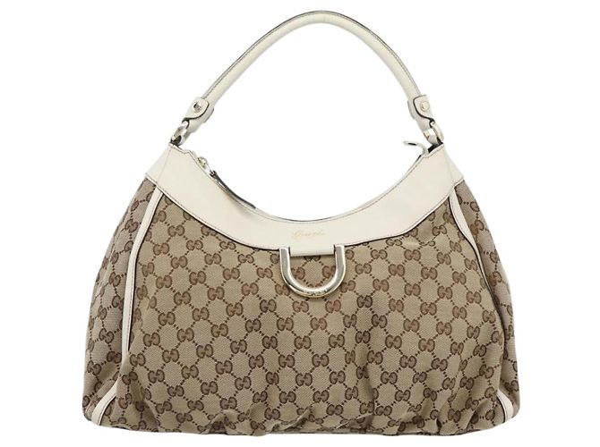 Borsa a tracolla GUCCI GG Canvas Abbey Beige Oro 189833 Auth 184930V D'oro - vista 13