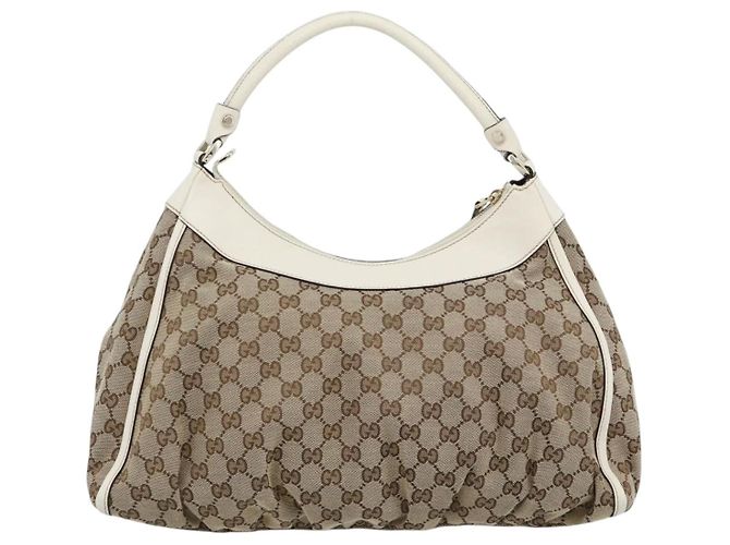 Borsa a tracolla GUCCI GG Canvas Abbey Beige Oro 189833 Auth 184930V D'oro - vista 2