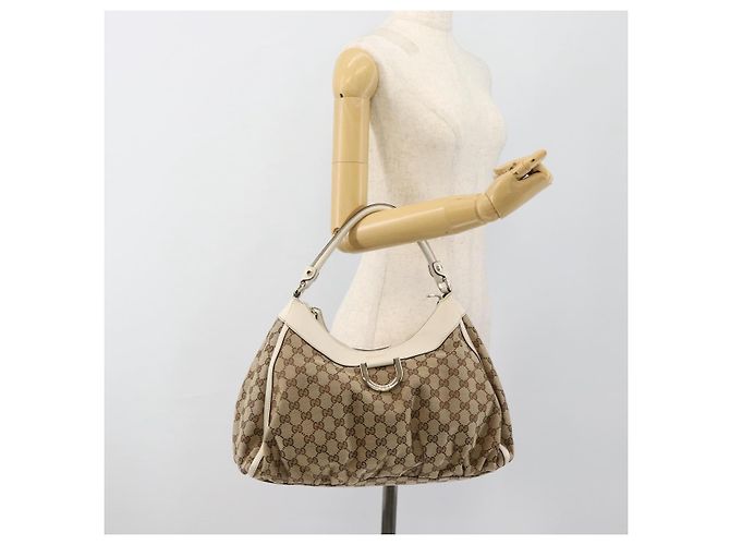Borsa a tracolla GUCCI GG Canvas Abbey Beige Oro 189833 Auth 184930V D'oro - vista 23