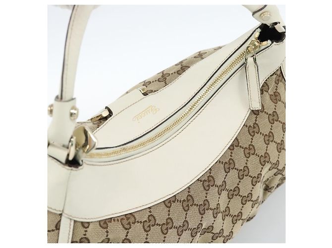 Borsa a tracolla GUCCI GG Canvas Abbey Beige Oro 189833 Auth 184930V D'oro - vista 6