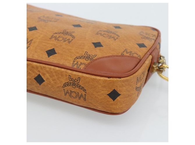 Clutch MCM Vicetos Logogram in pelle PVC Marrone Oro Auth ar13951 D'oro - vista 16
