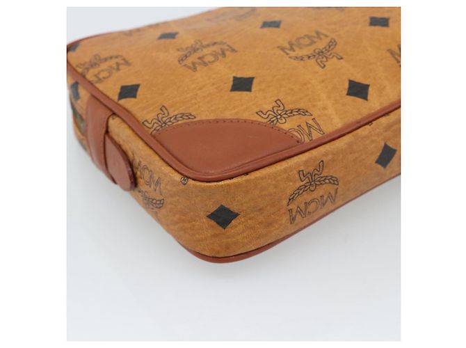 Clutch MCM Vicetos Logogram in pelle PVC Marrone Oro Auth ar13951 D'oro - vista 17