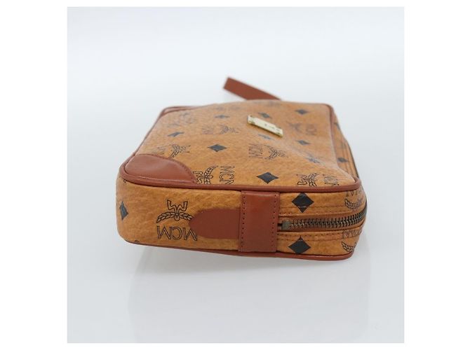 Clutch MCM Vicetos Logogram in pelle PVC Marrone Oro Auth ar13951 D'oro - vista 4