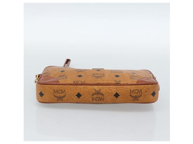 Clutch MCM Vicetos Logogram in pelle PVC Marrone Oro Auth ar13951 D'oro - vista 5