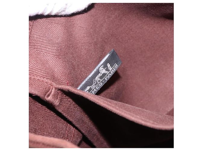Hermès Borsa HERMES Valparaiso PM in tela e pelle marrone argento Auth BA13422 - vista 12