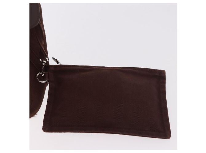 Hermès Borsa HERMES Valparaiso PM in tela e pelle marrone argento Auth BA13422 - vista 20