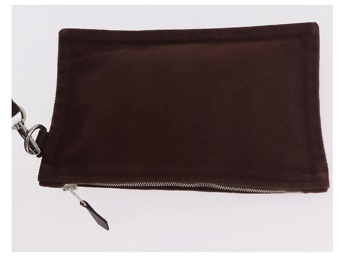 Hermès Borsa HERMES Valparaiso PM in tela e pelle marrone argento Auth BA13422 - vista 21