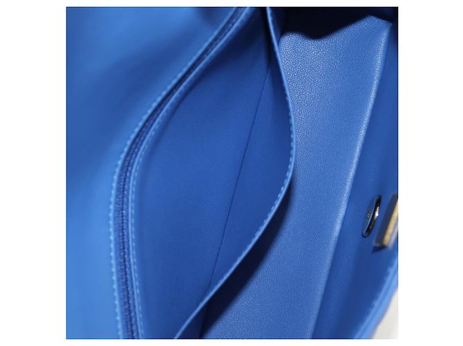 CHANEL Mini Matelasse 20 Chain Shoulder Bag Lamb Skin Blue Gold CC Auth 183794SM Bleu Doré - vue 29