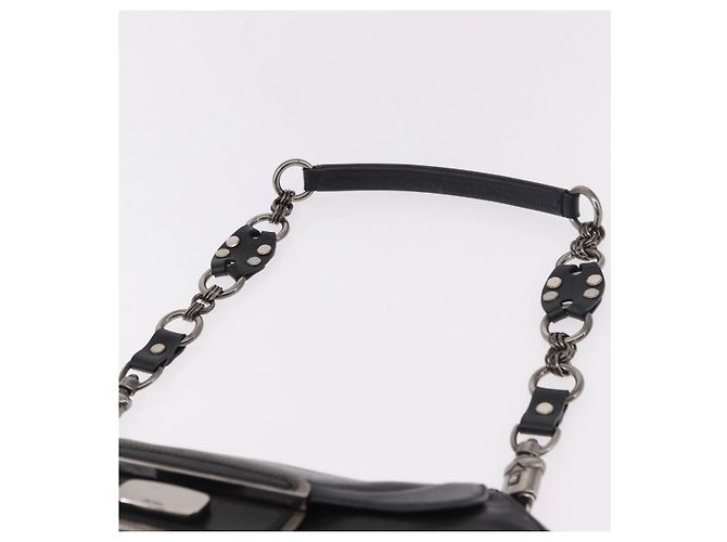 Borsa a Spalla con Catena PRADA in Pelle Nera Argento 185024SAM Nero - vista 14