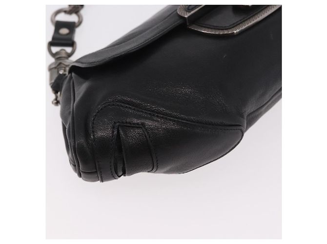 Borsa a Spalla con Catena PRADA in Pelle Nera Argento 185024SAM Nero - vista 15