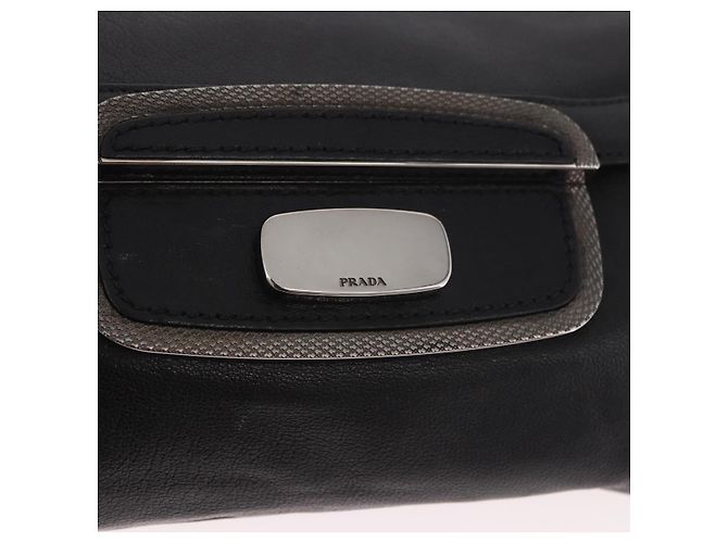 Borsa a Spalla con Catena PRADA in Pelle Nera Argento 185024SAM Nero - vista 19