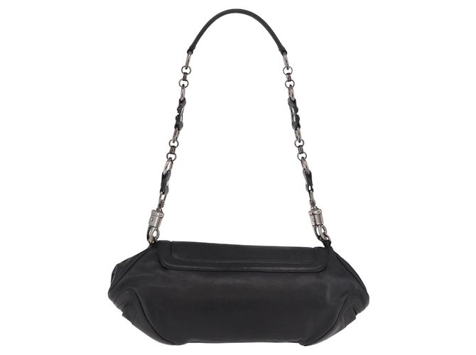 Borsa a Spalla con Catena PRADA in Pelle Nera Argento 185024SAM Nero - vista 2