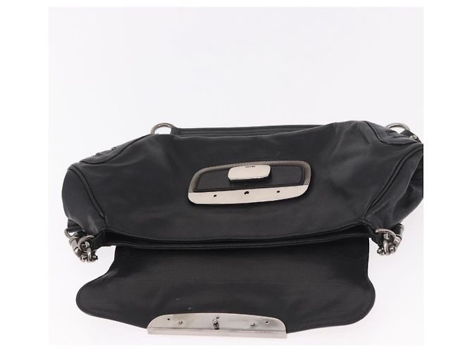 Borsa a Spalla con Catena PRADA in Pelle Nera Argento 185024SAM Nero - vista 20