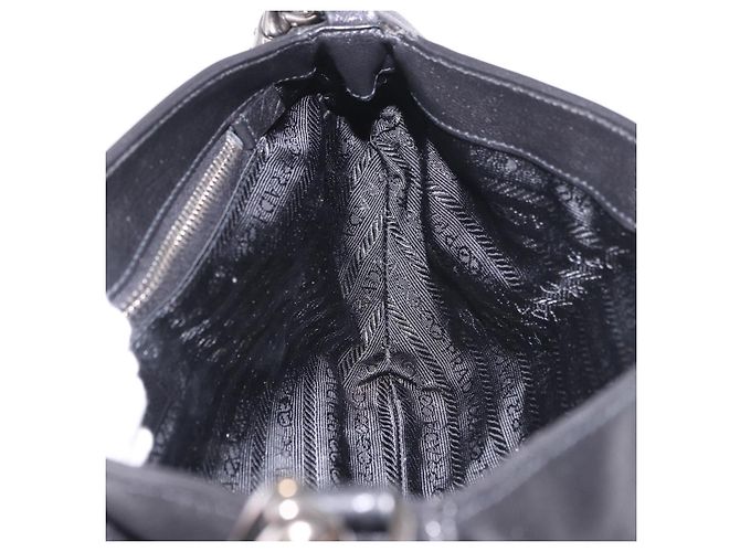 Borsa a Spalla con Catena PRADA in Pelle Nera Argento 185024SAM Nero - vista 22
