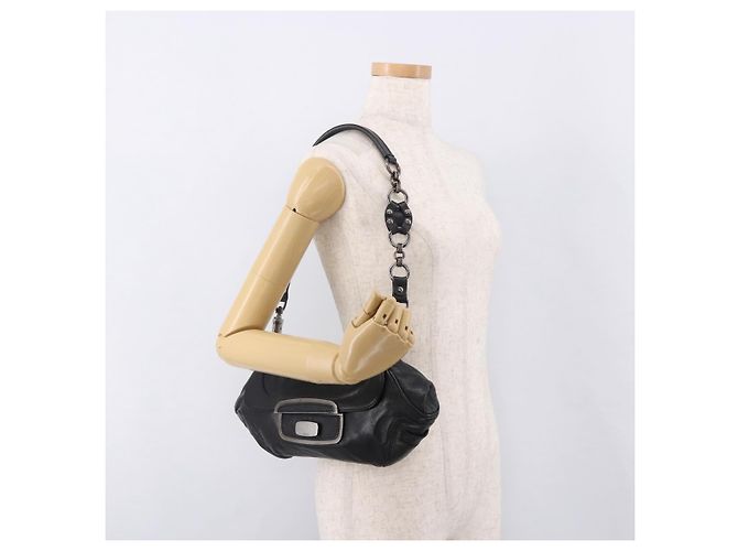 Borsa a Spalla con Catena PRADA in Pelle Nera Argento 185024SAM Nero - vista 26