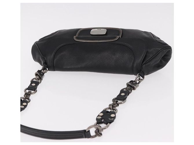 Borsa a Spalla con Catena PRADA in Pelle Nera Argento 185024SAM Nero - vista 6