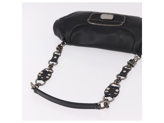 Borsa a Spalla con Catena PRADA in Pelle Nera Argento 185024SAM Nero - vista 7
