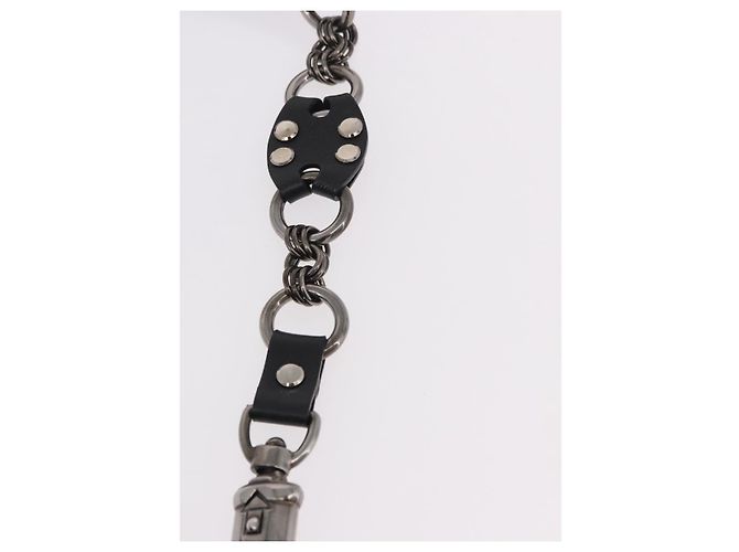 Borsa a Spalla con Catena PRADA in Pelle Nera Argento 185024SAM Nero - vista 8