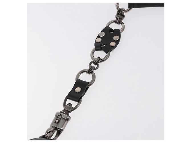 Borsa a Spalla con Catena PRADA in Pelle Nera Argento 185024SAM Nero - vista 9