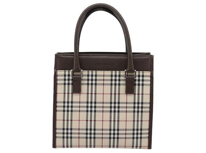 Borsa BURBERRY Nova Check in tela nera e argento Auth ep14880 Nero - vista 13