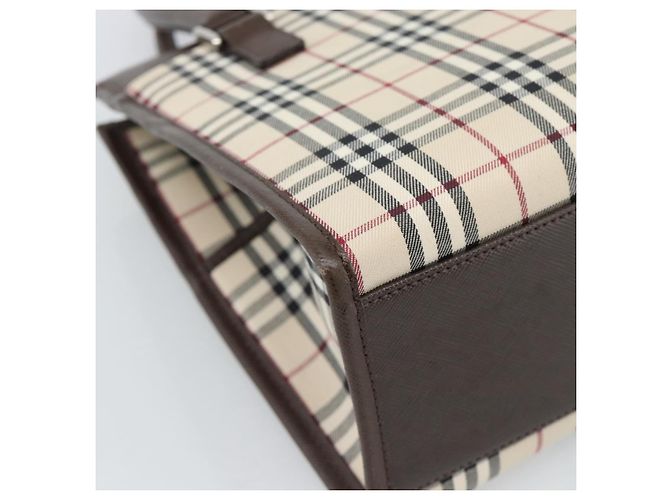 Borsa BURBERRY Nova Check in tela nera e argento Auth ep14880 Nero - vista 14