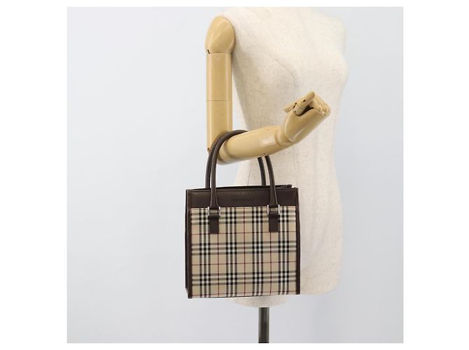 Borsa BURBERRY Nova Check in tela nera e argento Auth ep14880 Nero - vista 22