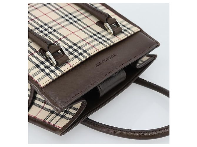 Borsa BURBERRY Nova Check in tela nera e argento Auth ep14880 Nero - vista 6