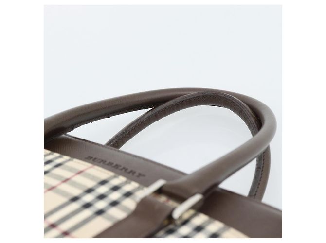 Borsa BURBERRY Nova Check in tela nera e argento Auth ep14880 Nero - vista 8