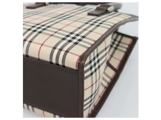 Borsa BURBERRY Nova Check in tela nera e argento Auth ep14880 Nero - vista 9