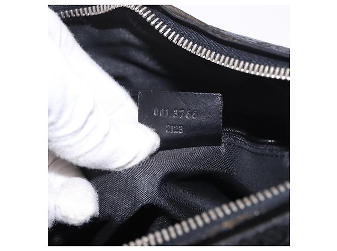 Borsa a Spalla GUCCI GG Canvas Nera Argento 001 3766 2123 Auth 184615 Nero - vista 12