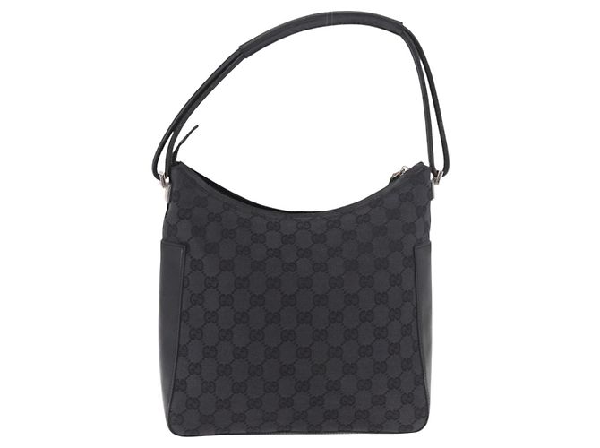 Borsa a Spalla GUCCI GG Canvas Nera Argento 001 3766 2123 Auth 184615 Nero - vista 2